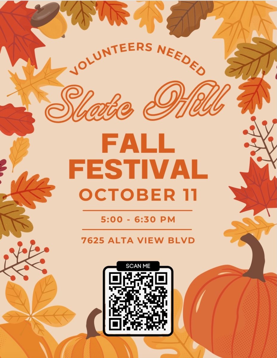 If you need volunteer hours, come help out at the Slate Hill Fall Festival! Scan the QR code in the image for details.